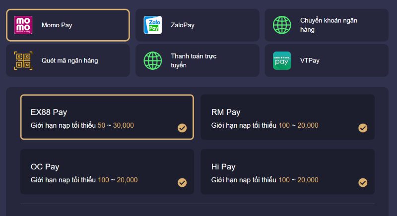 Các hình thức nạp tiền PQ88 thông dụng